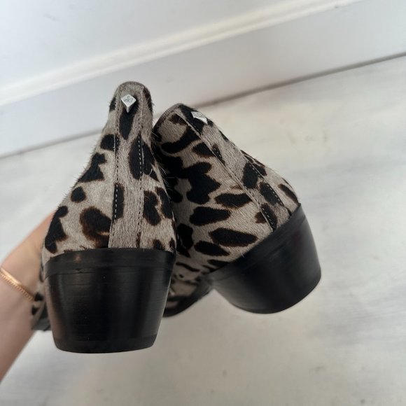 Sam Edelman Walden Ankle Boots Leopard Sand Side Zip Brahma Hair Block Heel - Picture 7 of 9